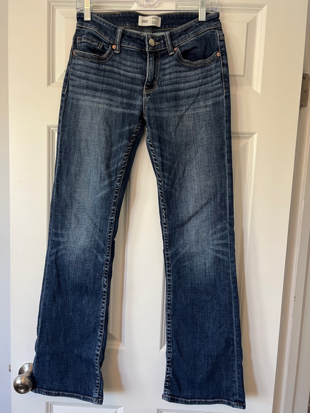 BKE Stella Bootcut Jeans | Slim Fit Low Rise Dark Wash